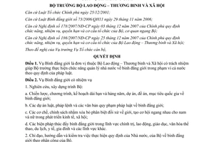 Quyết định 363/QĐ-LĐTBXH hức năng nhiệm vụ quyền hạn cơ cấu tổ Vụ Bình đẳng giới