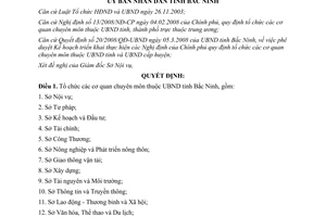 Quyết định 27/2008/QĐ-UBND tổ chức các cơ quan chuyên môn thuộc Ủy ban nhân dân Bắc Ninh