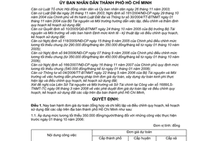 Quyết định 18/2008/QĐ-UBND đơn giá dự toán lập và điều chỉnh quy hoạch, kế hoạch sử dụng đất các cấp trên địa bàn  Hồ Chí Minh