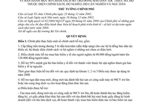 Quyết định 289/QĐ-TTg chính sách hổ trợ đồng bào dân tộc thiểu số, hộ thuộc diện chính sách, hộ nghèo, hộ cận nghèo và ngư dân