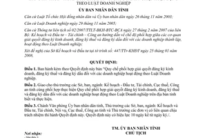 Quyết định 10/2008/QĐ-UBND Quy chế phối hợp giải quyết đăng ký kinh doanh