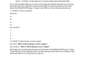 Quyết định 506/QĐDC-UBND đính chính quyết định 06/2008/QĐ-UBND Bến Tre