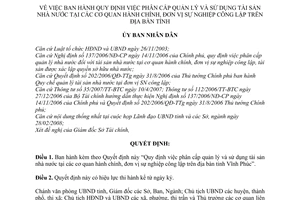 Quyết định 845/QĐ-UBND phân cấp quản lý và sử dụng tài sản nhà nước