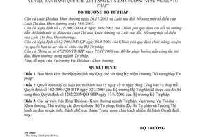 Quyết định  04/2008/QĐ-BTP  quy chế xét tặng kỷ niệm chương vì sự nghiệp tư pháp