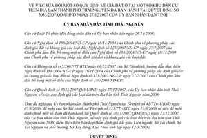Quyết định 12/2008/QĐ-UBND sửa đổi giá các loại đất Thái Nguyên