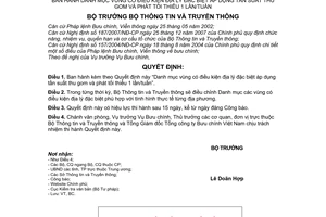 Quyết định 07/2008/QĐ-BTTTT  danh mục vùng có điều kiện địa lý đặc biệt áp dụng tần suất thu gom và phát tối thiểu 1 lần/tuần