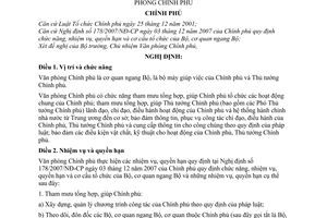 Nghị định 33/2008/NĐ-CP quy định chức năng, nhiệm vụ, quyền hạn cơ cấu tổ chức Văn phòng Chính phủ