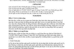 Nghị định 32/2008/NĐ-CP chức năng, nhiệm vụ, quyền hạn cơ cấu tổ chức Bộ Giáo dục Đào tạo