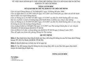 Quyết định 09/QĐ-SGDHCM Quy chế công bố thông tin của Sở Giao dịch Chứng khoán  Hồ Chí Minh