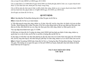 Quyết định 159/QĐ-UBND 2008 sáp nhập Ban Thi đua Khen thưởng Tôn giáo vào Sở Nội vụ Bình Định
