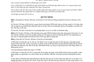 Quyết định 158/QĐ-UBND 2008 hợp nhất thành Sở Văn hóa Thể thao Du lịch Bình Định