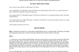 Quyết định 542/QĐ-UBND năm 2008 thành lập Sở Thông tin và Truyền thông tỉnh Bình Phước