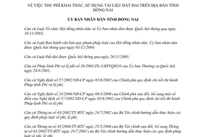 Quyết định 22/2008/QĐ-UBND thu phí khai thác sử dụng tài liệu đất đai Đồng Nai