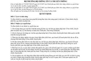 Quyết định  08/2008/QĐ-BTTTT  quy định chức năng, nhiệm vụ, quyền hạn và cơ cấu tổ chức của Vụ Bưu chính