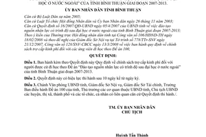 Quyết định 29/2008/QĐ-UBND chính sách trợ cấp kinh phí người được cử đi học