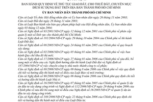 Quyết định  19/2008/QĐ-UBND  quy định về thủ tục giao đất, cho thuê đất, chuyển mục đích sử dụng đất trên địa bàn Hồ Chí Minh