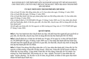 Quyết định 20/2008/QĐ-UBND quy chế phối hợp liên ngành để giải quyết hồ sơ giao đất, cho thuê đất, chuyển mục đích sử dụng đất HCM