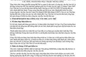 Báo cáo 241/BC-VTLTNN kết quả kiểm tra chéo công tác văn thư, lưu trữ 2006 – 2007  tỉnh, thành phố trực thuộc Trung ương