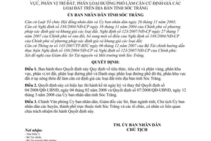 Quyết định 09/2008/QĐ-UBND  tiêu thức, tiêu chí  phân vùng, phân khu vực, phân vị trí đất, phân loại đường phố
