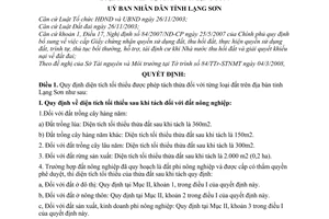 Quyết định 07/2008/QĐ-UBND diện tích tối thiểu được phép tách thửa