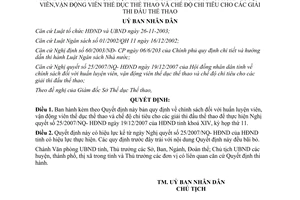 Quyết định 19/2008/QĐ-UBND thực hiện 25/2007/NQ-HĐND chính sách huấn luyện viên thể thao Vĩnh Phúc