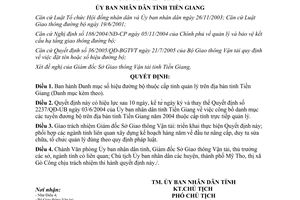 Quyết định 12/2008/QĐ-UBND Danh mục số hiệu đường bộ thuộc cấp tỉnh quản lý