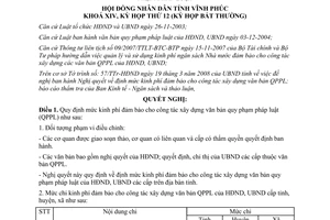 Nghị quyết 05/2008/NQ-HĐND định mức kinh phí đảm bảo cho công tác xây dựng