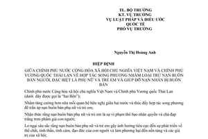 Hiệp định hợp tác song phương nhằm loại trừ nạn buôn bán người phụ nữ trẻ em giúp đỡ nạn nhân bị buôn bán giữa Việt Nam Thái Lan 2008