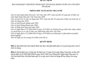 Quyết định 07/2008/QĐ-NHNN  quy chế phát hành giấy tờ có giá trong nước của tổ chức tín dụng