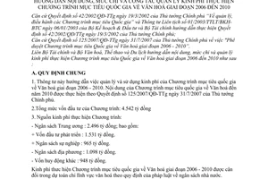 Thông tư liên tịch 25/2008/TTLT-BTC-BVHTTDL hướng dẫn nội dung, mức chi và công tác quản lý kinh phí chương trình mục tiêu quốc gia VH 2006-2010