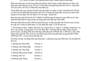 Chỉ thị 02/2008/CT-UBND tăng cường vận động hiến máu nhân đạo năm 2008