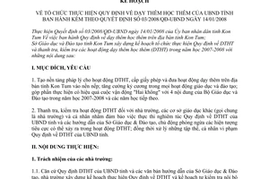 Kế hoạch 176/SGD&ĐT-TTr  dạy thêm học thêm