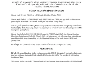 Quyết định 934/QĐ-UBND năm 2008 bổ sung chức năng Sở Tài nguyên Quảng Nam