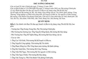 Quyết định 320/QĐ-TTg  nhân sự Ban Chỉ đạo quy hoạch và đầu tư xây dựng vùng thủ đô Hà Nội