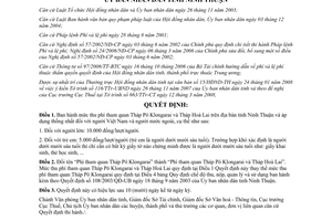 Quyết định 79/2008/QĐ-UBND về mức thu phí tham quan Tháp Pô Klongarai và Hoà Lai