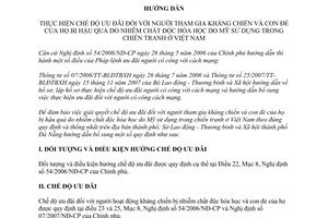 Hướng dẫn 02/HD-SLĐTBXH thực hiện chế độ ưu đãi người tham gia kháng chiến