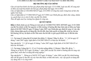 Quyết định 512/QĐ-BTC  đính chính TTLT 14/2008/TTLT/BTC-BTNMT