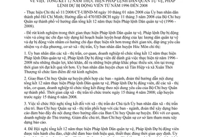 Chỉ thị 03/2008/CT-UBND tổng kết 12 năm thực hiện Pháp lệnh dân quân tự vệ, Pháp lệnh dự bị động viên năm 1996 đến 2008