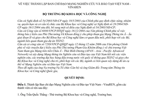 Quyết định 497/QĐ-BKHCN  thành lập Ban chỉ đạo Mạng Nghiên cứu và Đào tạo Việt Nam - VinaREN