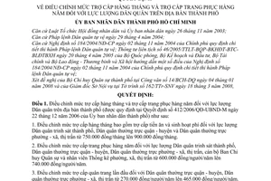 Quyết định  23/2008/QĐ-UBND  điều chỉnh mức trợ cấp hàng tháng và trợ cấp trang phục hàng năm đối với lực lượng dân quân trên địa bàn thành phố