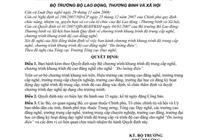 Quyết định  10/2008/QĐ-BLĐTBXH Chương trình khung trình độ trung cấp nghề, trình độ cao đẳng nghề cho nghề “đo lường điện"