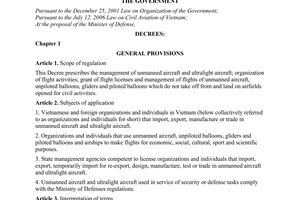 Decree No. 36/2008/ND-CP of March 28, 2008, on management of unmanned aircraft and ultralight aircraft.