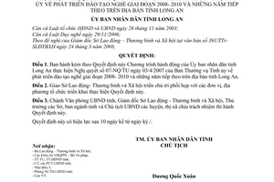 Quyết định 13/2008/QĐ-UBND Chương trình hành động thực hiện Nghị quyết 07-NQ/TU phát triển đào tạo nghề giai đoạn 2008- 2010