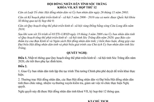 Nghị quyết 01/2008/NQ-HĐND Quy hoạch tổng thể phát triển kinh tế xã hội Sóc Trăng