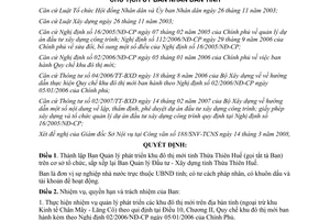 Quyết định 755/QĐ-UBND thành lập ban quản lý phát triển khu đô thị mới Thừa Thiên Huế 2008