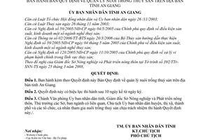 Quyết định 11/2008/QĐ-UBND  bản quy định về quản lý nuôi trồng thuỷ sản trên địa bàn tỉnh An Giang