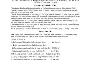 Quyết định 08/2008/QĐ-UBND giá tiêu thụ nước sạch của trung tâm nước sinh hoạt và vệ sinh môi trường nông thôn