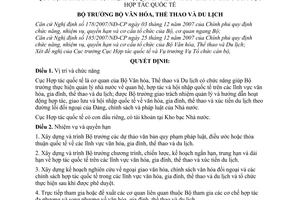 Quyết định 23/2008/QĐ-BVHTTDL  quy định chức năng, nhiệm vụ, quyền hạn và cơ cấu tổ chức của Cục Hợp tác quốc tế