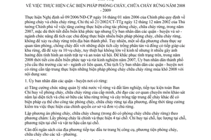 Chỉ thị 08/2008/CT-UBND thực hiện biện pháp phòng cháy, chữa cháy rừng năm 2008 - 2009