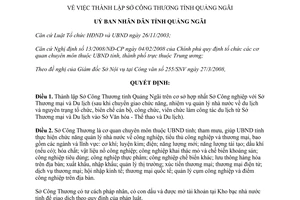 Quyết định 38/2008/QĐ-UBND thành lập Sở Công Thương tỉnh Quảng Ngãi